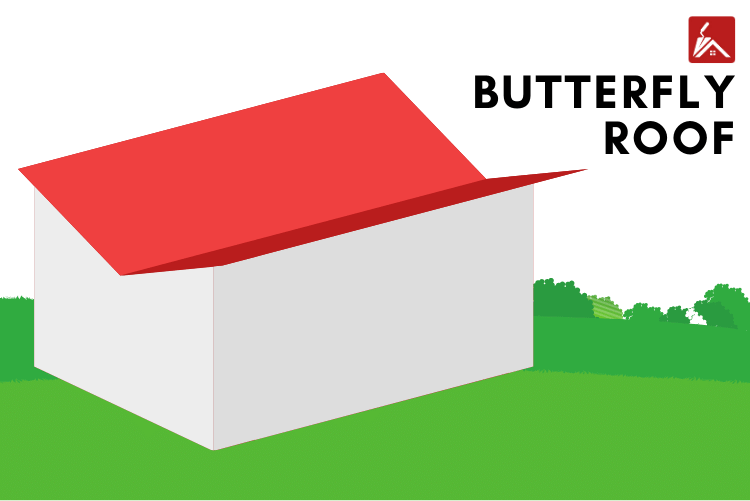 illustration of a house with a butterfly roof